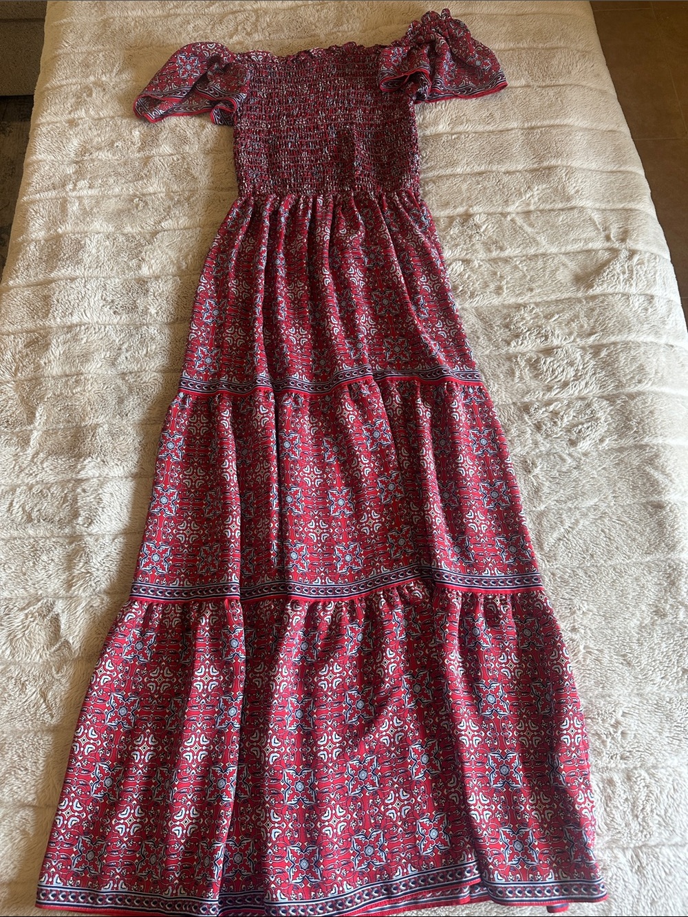 Max Studio Red Printed Boho Maxi Dress